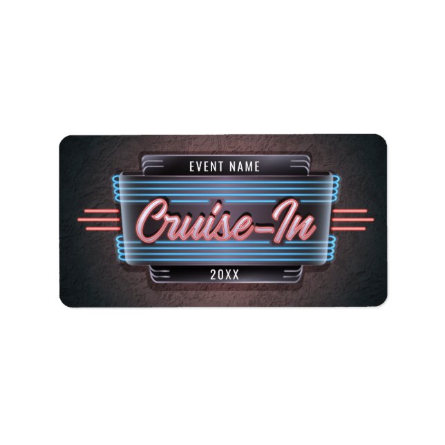 Neon Cruise-In Sticker Labels (Front)