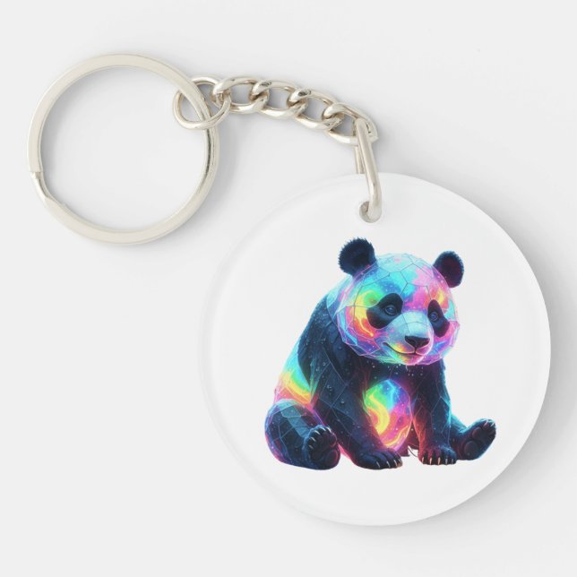 Neon Crystal Panda Key Ring (Front)