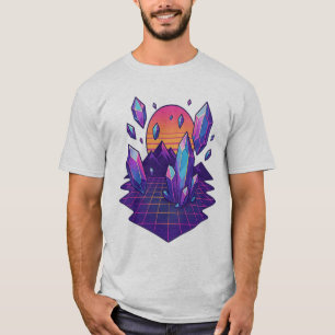 Neon Crystalscape – 80s Vapour Gem Vibes T-Shirt