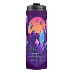 Neon Crystalscape – 80s Vapour Gem Vibes Thermal Tumbler