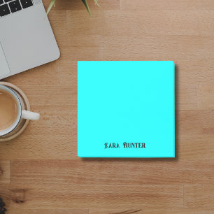 Neon Cyan Professional Minimalist Black Script Post-it Notes