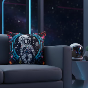 Neon Cyber Astronaut Pillow