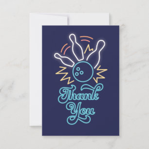 Neon Cyber Bowling Thank You Card