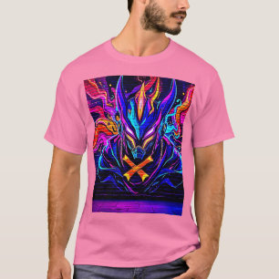 Neon Cyber Guardian Art T-Shirt