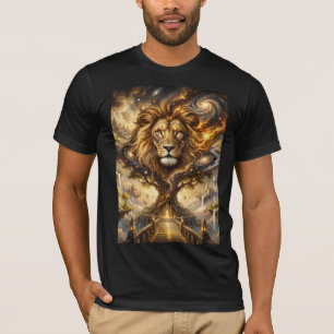 Neon Cyber Lion Wall Art Print – Futuristic Fantas T-Shirt