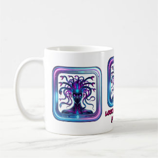 Neon Cyber Medusa - Futuristic Gorgon Art Coffee Mug