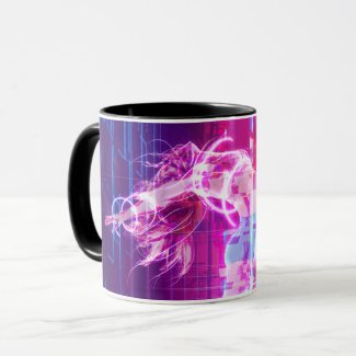 Neon Cyber Night Club Dancer Mug