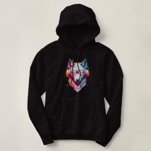 Neon Cyber Wolf Headphones Y2K Hoodie