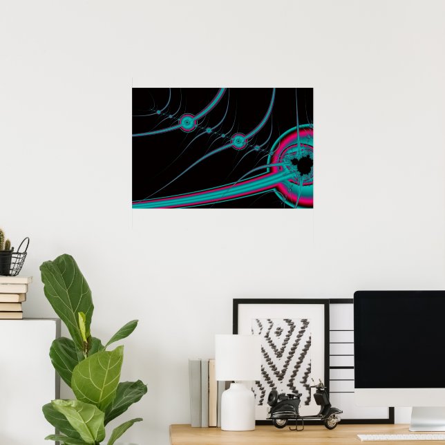 NEON CYBERNETIC ASTRACT ART POSTER (Home Office)