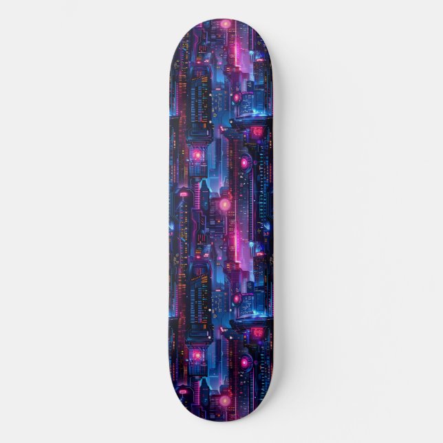 Neon Cyberpunk Anime Japanese Skateboard (Front)