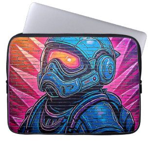 Neon Cyberpunk Astronaut Laptop Sleeve