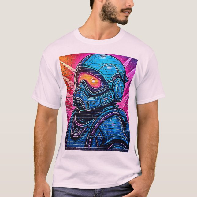 Neon Cyberpunk Astronaut T-Shirt (Front)