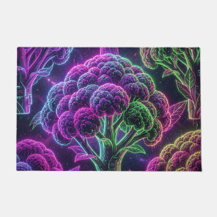 Neon Cyberpunk Cauliflower Galaxy Doormat