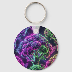 Neon Cyberpunk Cauliflower Galaxy Key Ring