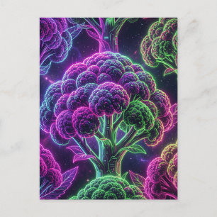 Neon Cyberpunk Cauliflower Galaxy Postcard