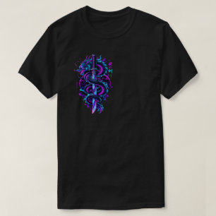 Neon Cyberpunk Dragon Katana Streetwear T-Shirt