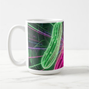 Neon Cyberpunk Glowing Cucumbers Coffee Mug