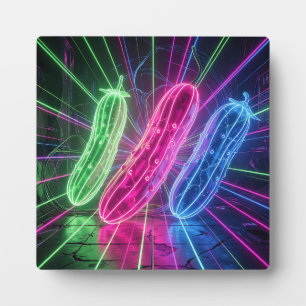 Neon Cyberpunk Glowing Cucumbers Plaque
