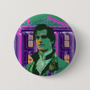 Neon Cyberpunk Handsome Mr Darcy Portrait 6 Cm Round Badge