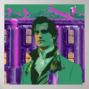 Neon Cyberpunk Handsome Mr Darcy Portrait Poster