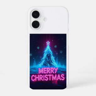 Neon Cyberpunk Merry Christmas iPhone 16 Case