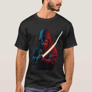 Neon Cyberpunk Ninja – Glowing Katana Graphic T-Shirt