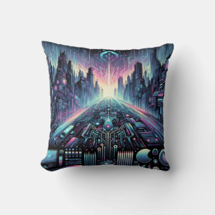 Neon Cyberworld Cushion