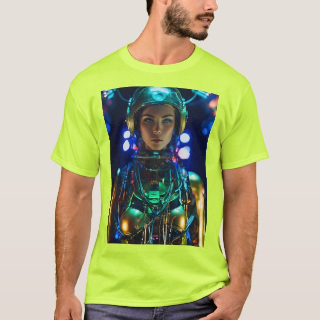 Neon Cyborg – Futuristic Sci-Fi T-Shirt Designs (Front)