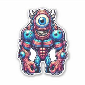 Neon Cyclops Monster Sticker