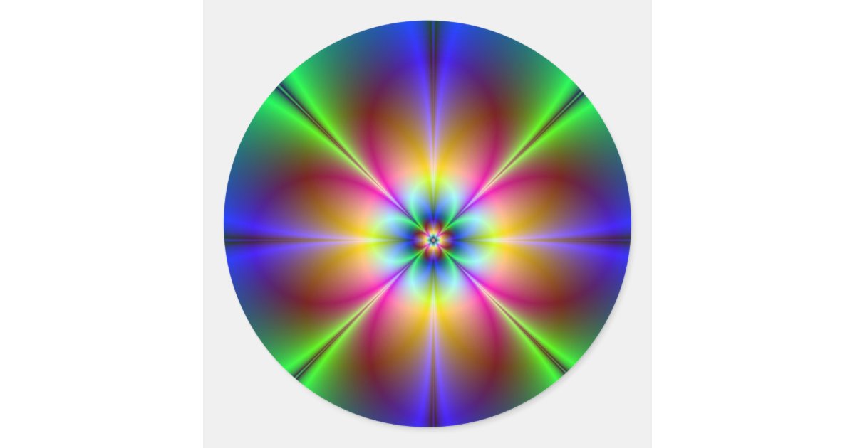 Neon Daisy Classic Round Sticker