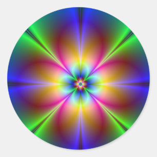 Neon Daisy Classic Round Sticker