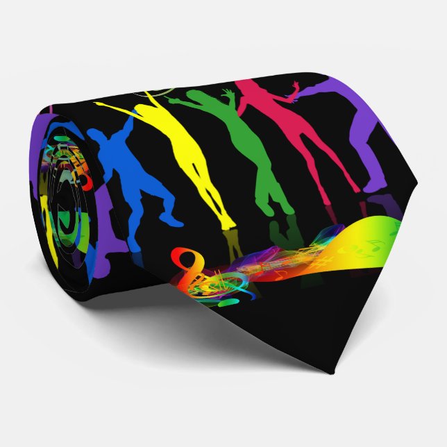 Neon Dance Party Music People On Black Tie (Rolled)