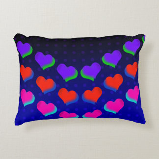Neon Dark Hearts Retro Cartoon Fun Pattern Decorative Cushion