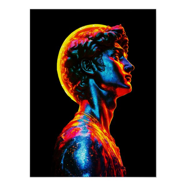 Neon David Statue  Poster (Front)
