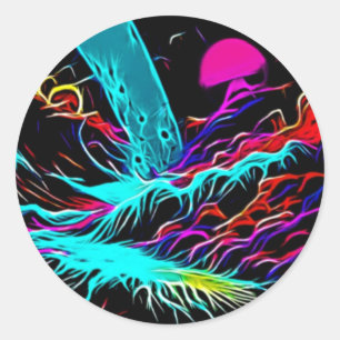 Neon Design Classic Round Sticker