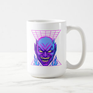 Neon Devil Synthwave Demon Head Retro Horror Coffee Mug