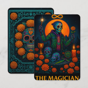 Neon Dia de los Muertos The Magician Tarot Card