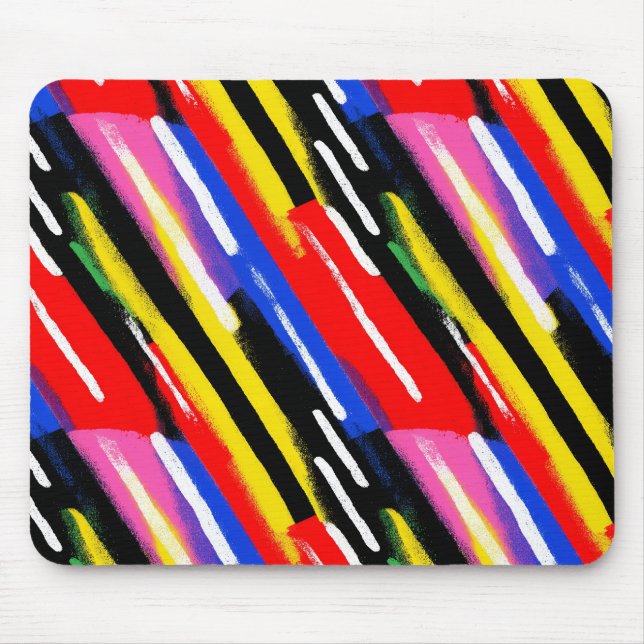 Neon Diagonal Stripe Speed Burst Mouse Mat (Front)