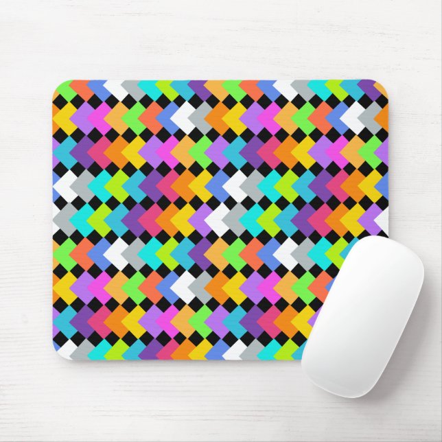 Neon Diamonds Mouse Mat (With Mouse)