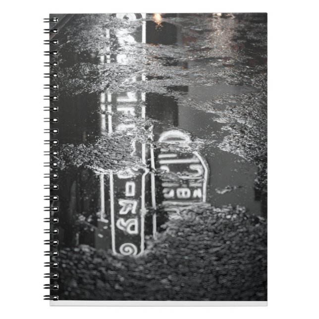 Neon Diner Reflection Rain Notebook (Front)