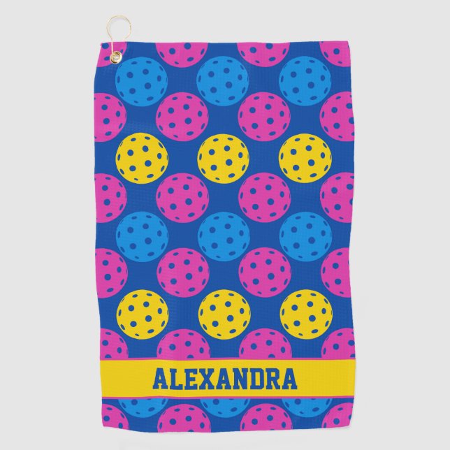 🏐 Neon Dink Dot Pouch Golf Towel (Front)