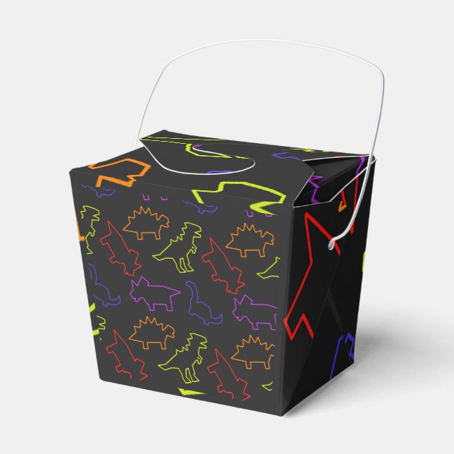 Neon Dinosaur Outlines Favour Box (Front Side)