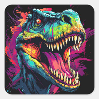 NEON DINOSAUR Sticker in Bright, Vibrant Colours