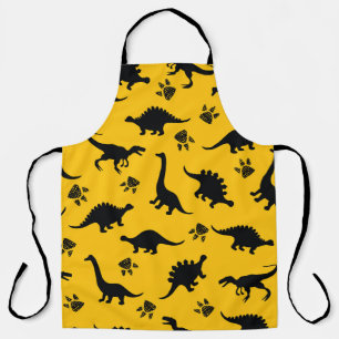 Neon dinosaurs, urban grunge pattern apron