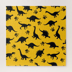 Neon dinosaurs, urban grunge pattern jigsaw puzzle