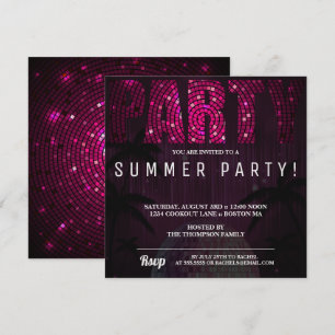 Neon Disco background  party invitation