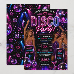 Neon Disco Dance Party Invitation