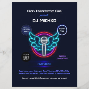 Neon DJ Music and Dance Gig  Flyer