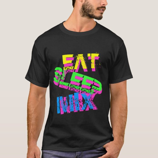 Neon DJ t shirt | eat sleep mix (Front)