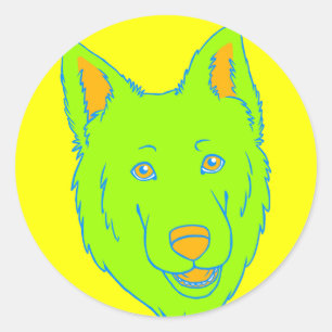 Neon Dog Classic Round Sticker